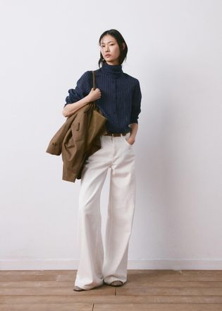 Mango Blusa righe collo fiocco navy - Donna - S - MANGO