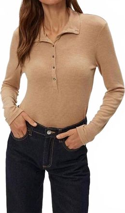 Michael Stars Issa Rib Henley Top In Beige