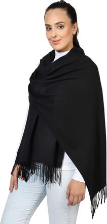 World of Shawls Winter Cashmere Feel Wrap Blanket Shawl Scarf Warm Soft Cozy (Black)