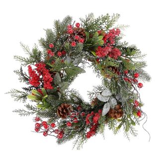 MiCa Decorations Corona decorativa randell rojo h10xb40xl40cm