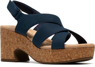 Clarks Nerisa Grace Platform Sandal in Navy Nubuck at Nordstrom Rack, Size 8.5