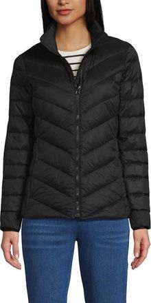 Lands End Wanderweight Ultralight Packable Chevron Quilted Down Jacket in Black at Nordstrom, Size X-Small