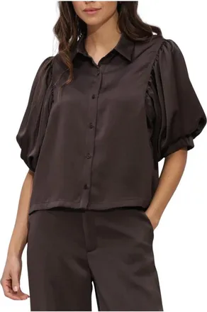 Notre-V Dames, Blouses & Shirts, Bruin, Maat: XS Leer