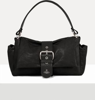 Vivienne Westwood Hazel XL Treasure Handbag Supple Leather Black-dark-silver