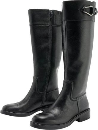 Vince Camuto Womens Vince Camuto Andalian Black Leather Wide Calf Knee-High Boots GAL1366