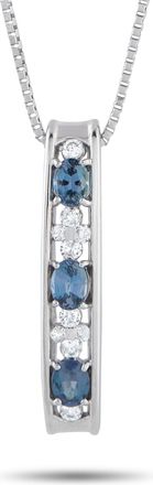 Luxury Bazaar Platinum 0.10ct Diamond and Alexandrite Bar Necklace MF11-101525