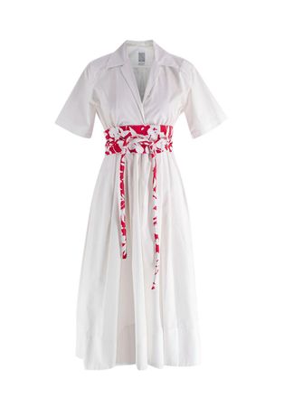 Rosie Assoulin White Obi Belted Shirt Dress Size S