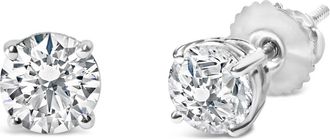 House of Brilliance IGI Certified 14K Gold 1 1/2 Cttw Diamond Solitaire Stud Earring in White at Nordstrom