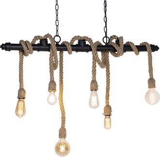 QAZQA Industrial Pendant Light Black 6 Lights - Plural