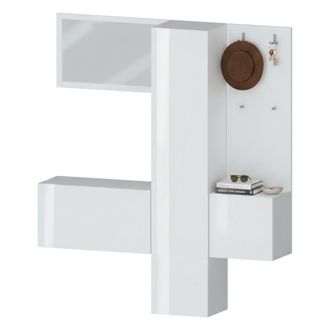 Dmora Mueble De Entrada Vernante, Armario Multifuncional Con 3 Puertas, Perchero De Pared Con Espejo, 170x35h190 Cm, Blanco - Dmora