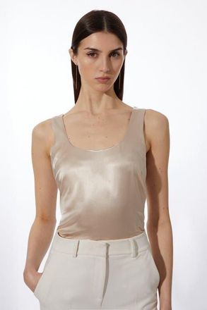 Karen Millen Satin Cami Top in Oyster at Nordstrom, Size 6