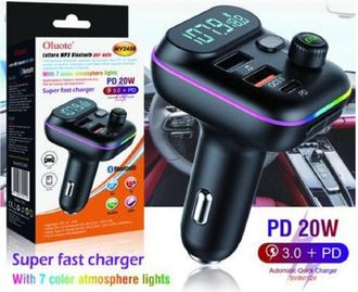 Trade Shop Trade Shop - Trasmettitore Fm Bluetooth Auto 2 Porte Usb Led Tf Pd 20w Lettore Mp3 Rgb My2408