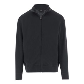 Vince Cotton Blend Zip-Up Sweater - Heren - Vesten met rits - Grijs - XL - Katoen - Hoodies & sweatvesten