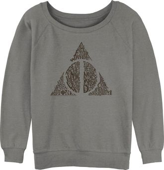 Harry Potter Juniors Harry Potter Deathly Hallows Secret Sweatshirt in Gray Heather at Nordstrom, Size Xx-Large