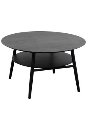 MID.YOU Mid.you Couchtisch, Schwarz, Holz, Holzwerkstoff, Eiche, furniert, massiv, rund, 45x80x80 cm, Holzm&ouml;bel, Holztische, Wohnzimmertische Holz, Couchtisch