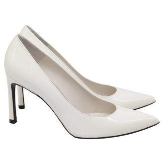 Stuart Weitzman Heist Pumps in White Patent Leather