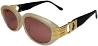 Celine Pre-owned Vintage Metalen Zonnebril - Dames - Vintage Accessoires - Beige - ONE Size - Vintage