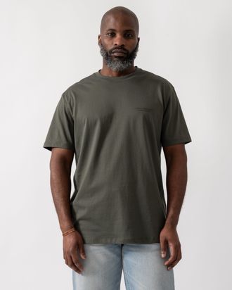 A|X Armani Exchange Mens Chimera with Small Milano/New York Logo T-Shirt in Dark Green Cotton - Size X-Large