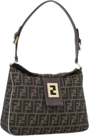 Fendi Pre-owned Shoulder Bags, female, Brown, Size: ONE SIZE Pre-owned Canvas Shoulder Bag