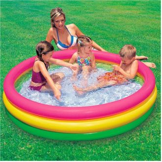 Trade Shop Trade Shop - Piscina 3 Anelli Gonfiabile Colore Verde Giallo Fucsia 114 X 25 Cm Bambini 57412