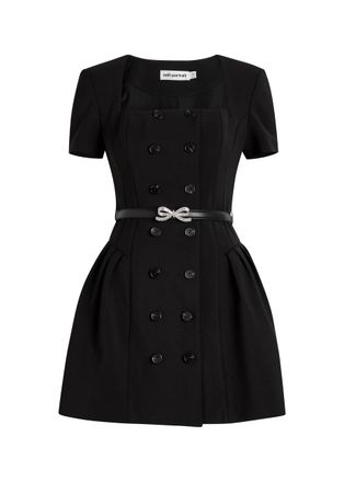 Self Portrait Double-breasted Crepe Mini Dress - Black - 8 (UK8 / S)