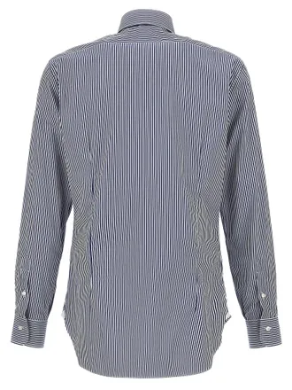 Barba Striped Cotton Shirt - Navy