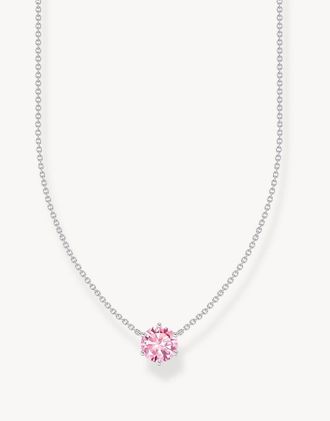 Thomas Sabo Collana argentata con pendente in zirconia cubica rosa-Argento