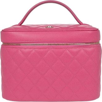 Chanel Vintage Timeless Cosmetic Case Caviar Pink Leather Handbag (Pre-Owned)