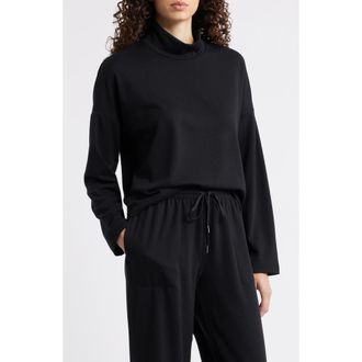 Caslon Drop Shoulder Turtleneck Sweatshirt in Black at Nordstrom Rack, Size Xx-Small