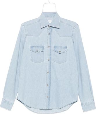 Eleventy Denim overhemd met dubbele zak - Blauw