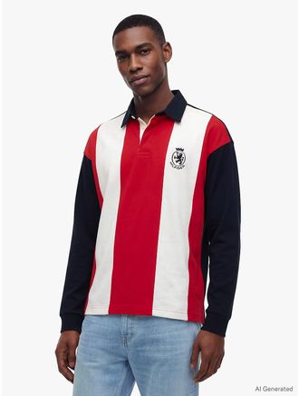 Tommy Hilfiger Mens Relaxed Fit Colorblock Rugby Polo - Multi - XXXL