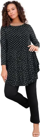Roaman's Plus Size Boatneck Swing Ultra Drape Tunic Top in Black Painted Dot at Nordstrom, Size 40