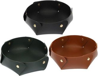 No Brand Byshayne - Juego De 3 Cajas De Almacenamiento - Organizador De Cuero - Plegable - Llavero - Soporte Para Peri&oacute;dicos - Dimensiones 17,5 X 17,5 X 6 Cm -