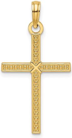 Diamond2Deal 14k Yellow Gold Beaded & Polished Fancy Cross Pendant