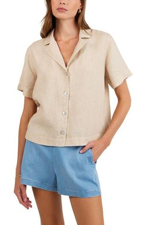 Bella Dahl Short Sleeve Linen Button-Up Camp Shirt in Linen Sand at Nordstrom, Size X-Small