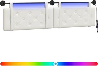 vidaXL Cabecero Colgante Con Luz Led Blanco Cuero Sint&eacute;tico Vidaxl