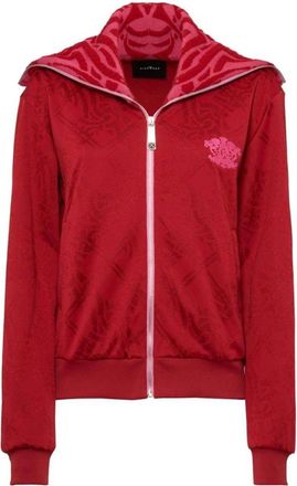 John Richmond Sweatshirt met volledige ritssluiting en tonaal motief - Dames - Vesten met rits - Rood - S - Katoen - Hoodies & sweatvesten