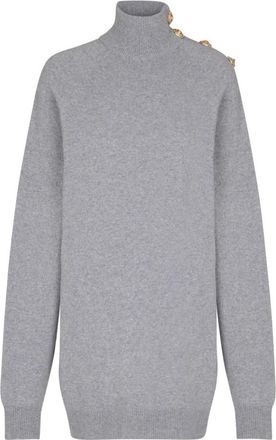 Balmain Korte kasjmier trui jurk - Dames - Kleedjes - Grijs - M - Kasjmier - Kleedjes