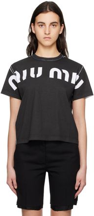 Tシャツ・カットソー MiuMiu MJN580SOOO.17Z9 Shirts MIU M039180-Logo-patch-T-shirt-Miu