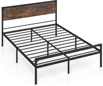 Costway Industrial Double Size Bed Frame Metal Platform Bed with 9 Support Legs