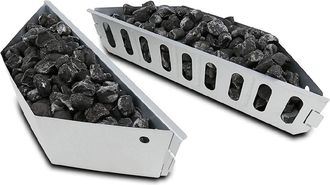 OEM Cesta Para Carb&oacute;n - Acero Inoxidable - Compatible Con Calefacci&oacute;n Directa E Indirecta - 37,4 X 16 X 7,2 Cm - Pack De 2 Unidades