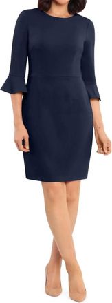 Donna Morgan 3/4 Bell Sleeve Sheath Dress In Navy