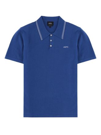 A.P.C. Blue Shirt Collar Polo