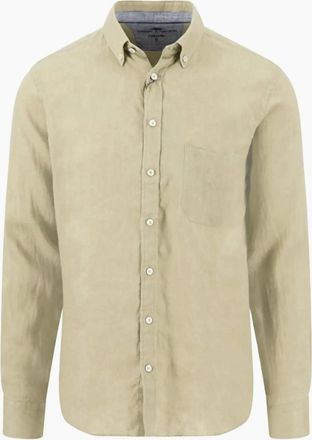 Fynch-Hatton Mens FYNCH-HATTON LONG SLEEVED LINEN SHIRT PISTACHIO - Green - Size: 42