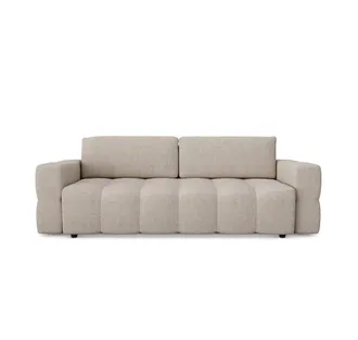 Sia Home Sof&aacute; cama con ba&uacute;l de nogal 4 plazas tejido de rizo beige