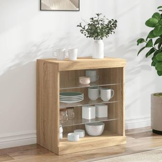 vidaXL Aparador Con Luces Led Roble Sonoma 60,5x37x67 Cm Vidaxl