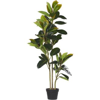 Beliani Planta Artificial En Maceta Negro Y Verde Material Sint&eacute;tico 134 Cm Accesorio Decorativo De Interior Ficus
