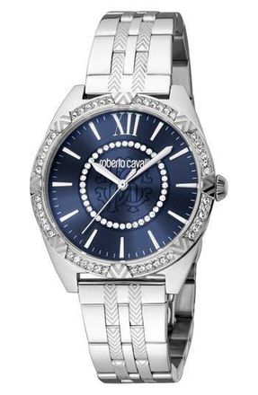 Roberto Cavalli Crystal Bracelet Watch, 34mm in Silver at Nordstrom Rack