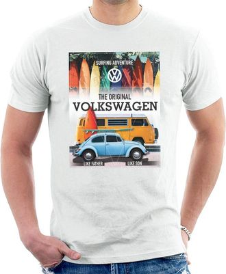 Volkswagen All+Every Volkswagen Surfing Adventure Beetle & Camper Mens T-Shirt White