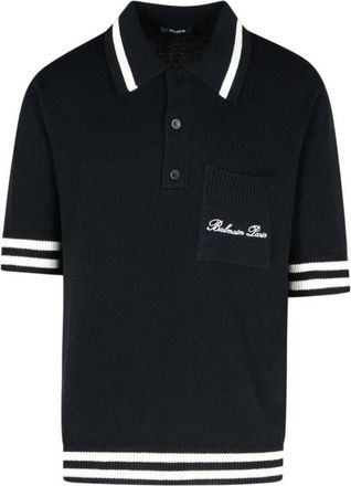 Balmain Signature Embroidery Polo Shirt, Size Medium